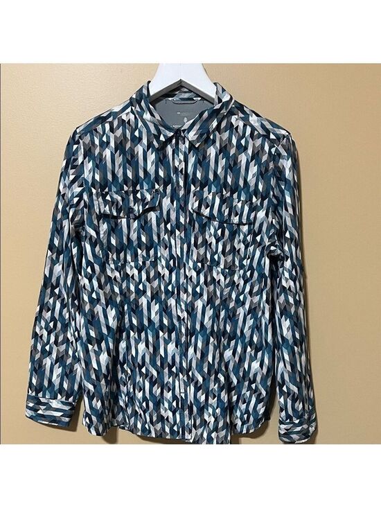 Royal Robbins Tops - Royal Robbins Blue Geometric Button Down Shirt. XL